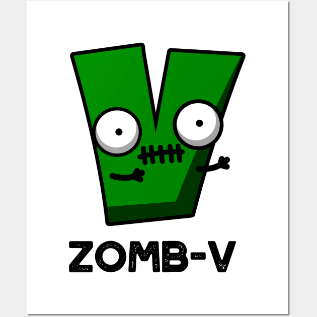 Zom-V Cute Halloween Zombie Alphabet Pun Wall Art by punnybone